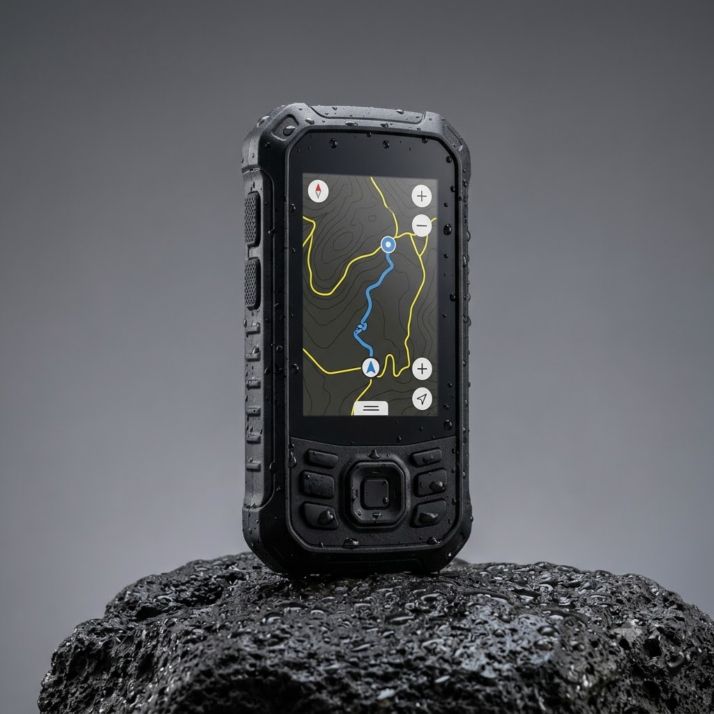Mobile device rendering advanced topographic mapping software with custom vector overlays